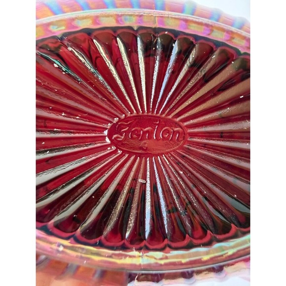 Vintage Fenton Plum Opalescent Iridized Glass Basket - Picture 2 of 9